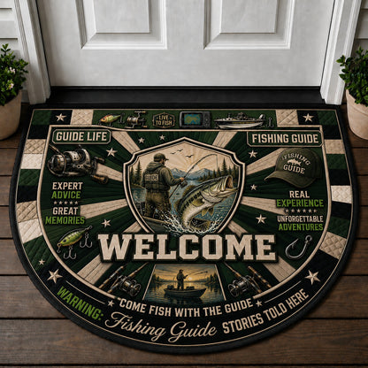Fishing Guide Outdoor Adventures Quilted Print Premium Welcome Mat – Personalized Doormat