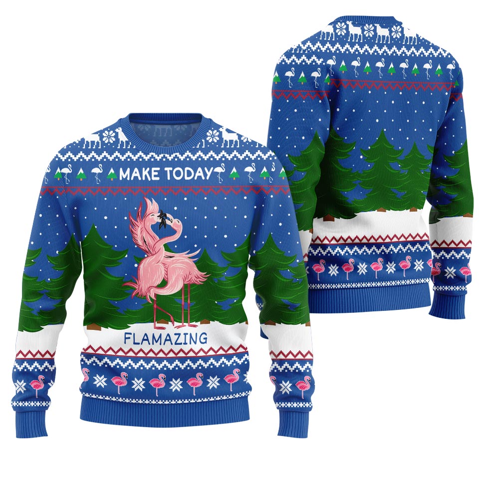 Flamazing Funny Flamingo Ugly Christmas Sweater