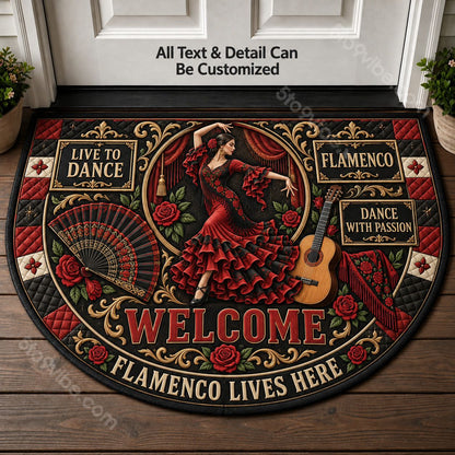 Flamenco Personalized Half Round Mat | 5To9Vibe
