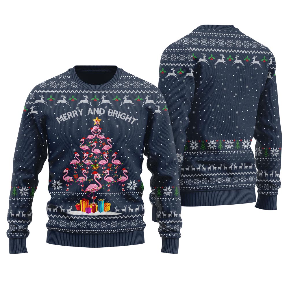 Flamingo Christmas Tree Christmas Ugly Sweater Women's