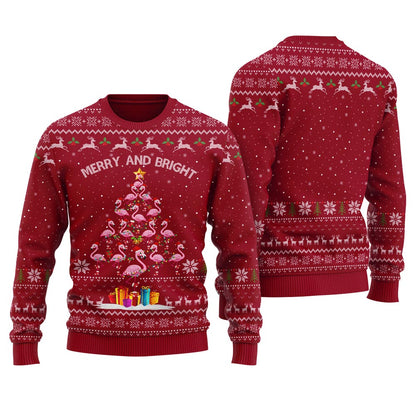 Flamingo Christmas Tree Christmas Ugly Sweater Women's