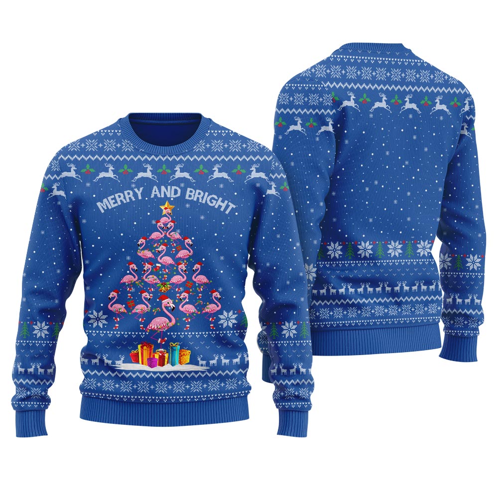 Flamingo Christmas Tree Men's Ugly Sweater