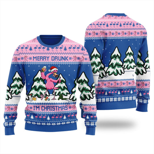 Flamingo Drunk Christmas Ugly Sweater For Women