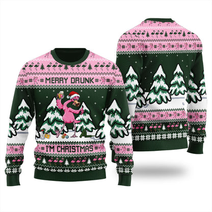 Flamingo Drunk Christmas Ugly Sweater For Women