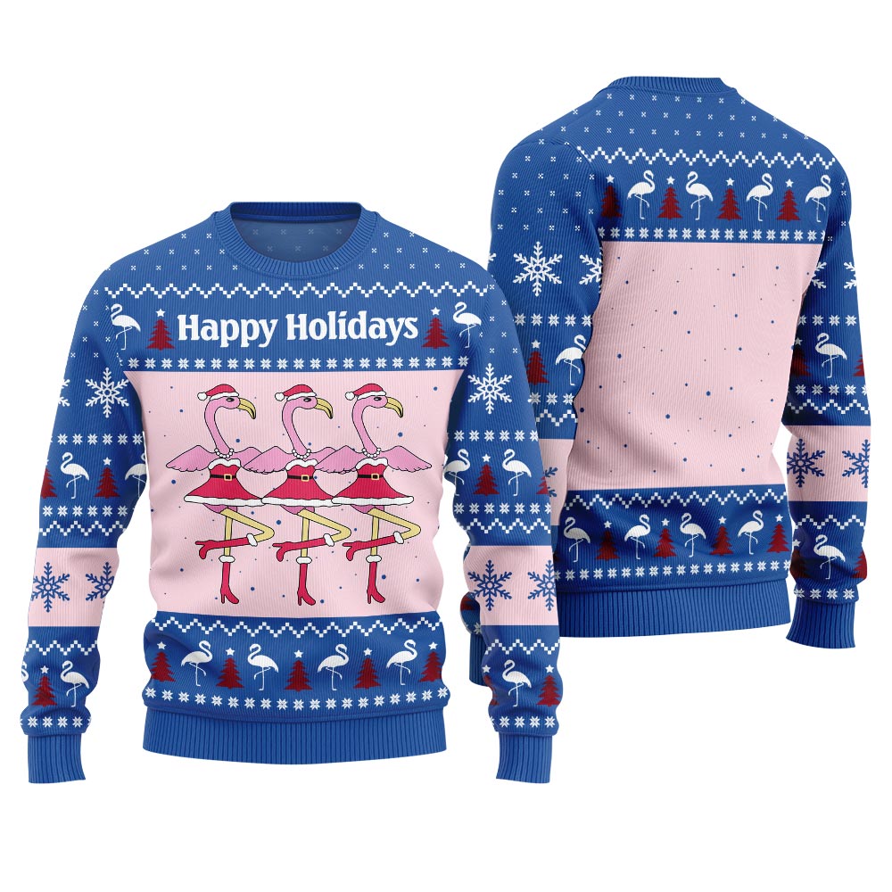 Flamingo Happy Holidays Ugly Christmas Sweater