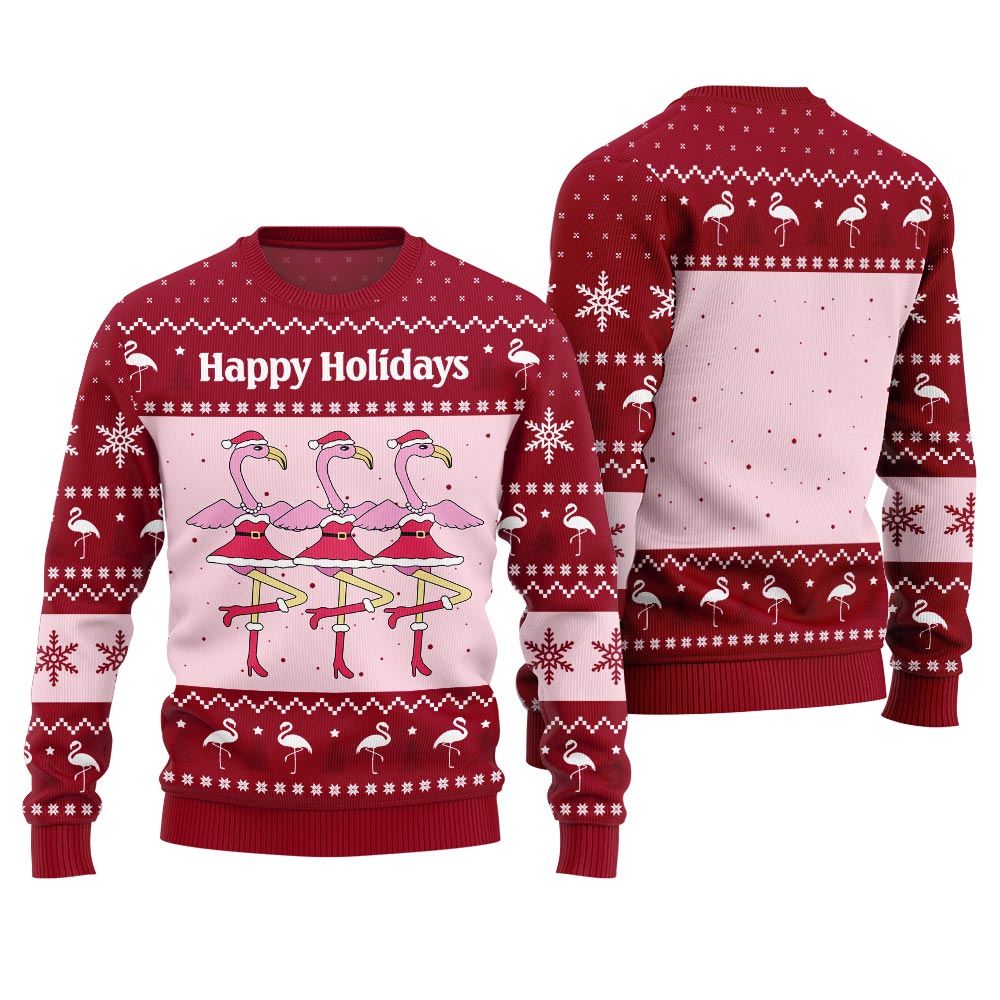 Flamingo Happy Holidays Ugly Christmas Sweater