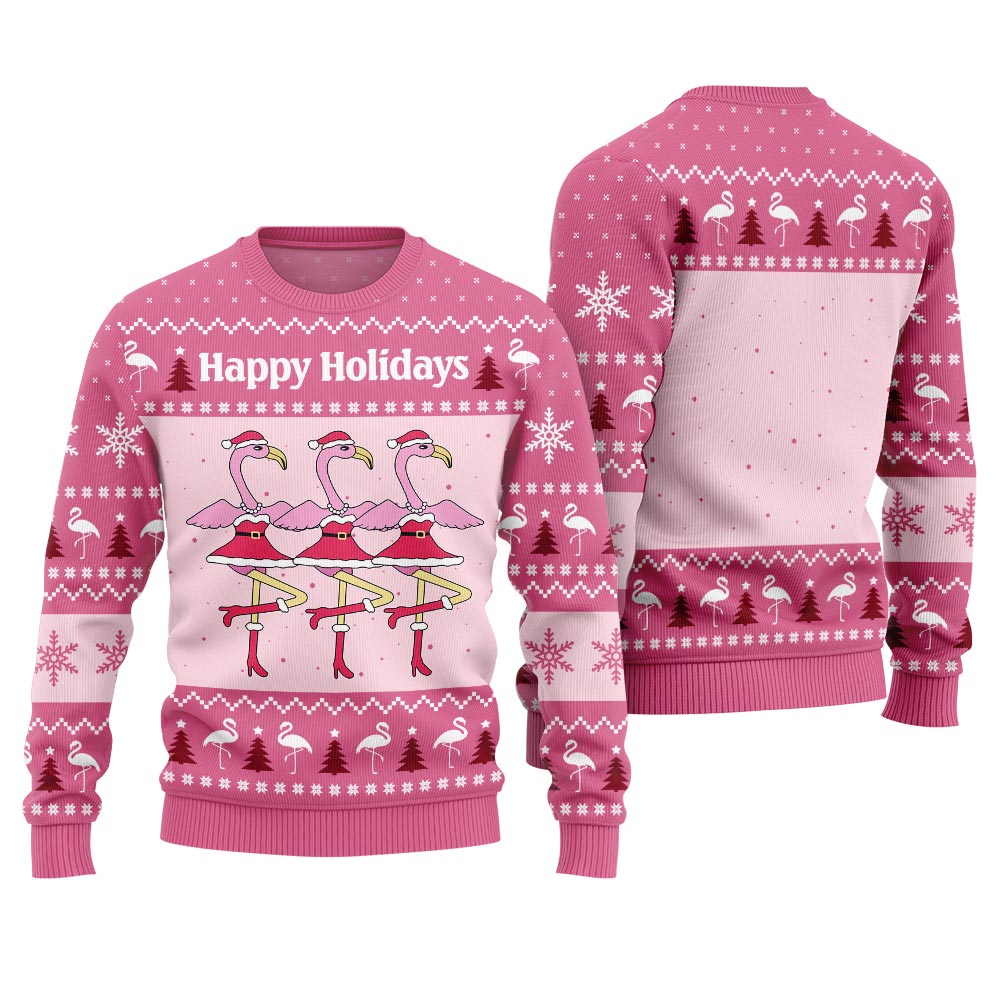Flamingo Happy Holidays Ugly Christmas Sweater