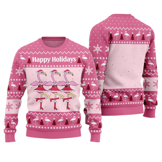 Flamingo Happy Holidays Ugly Christmas Sweater