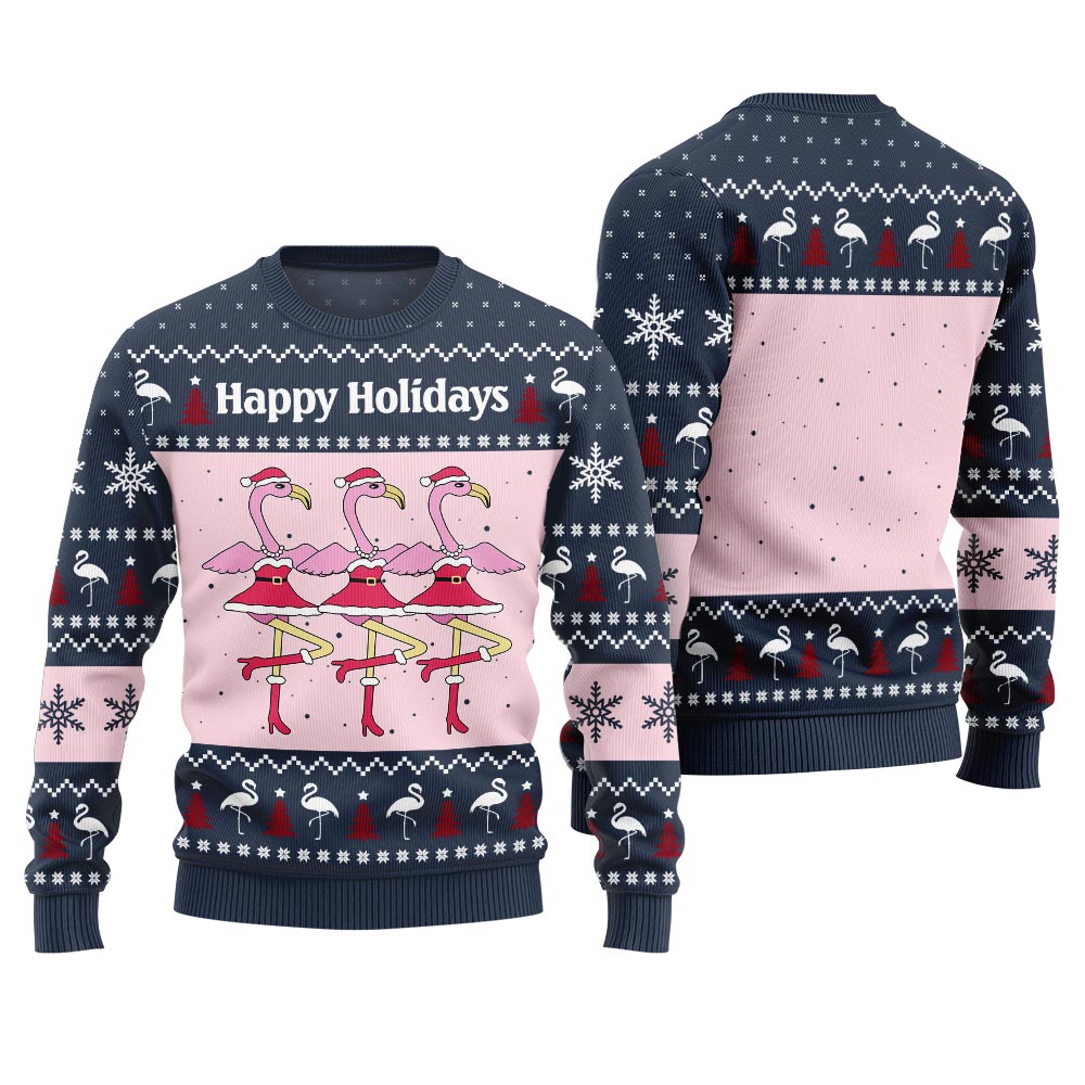 Flamingo Happy Holidays Ugly Christmas Sweater