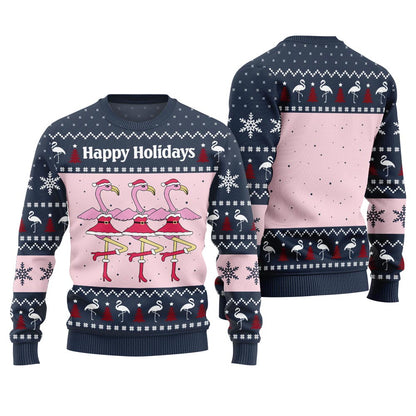 Flamingo Happy Holidays Ugly Christmas Sweater
