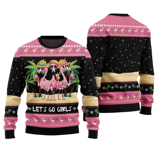 Flamingo Let's Go Girls Ugly Xmas Sweater