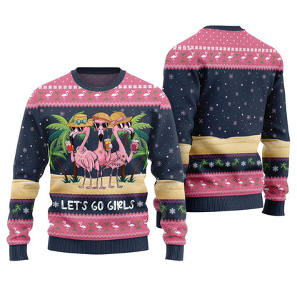 Flamingo Let's Go Girls Ugly Xmas Sweater