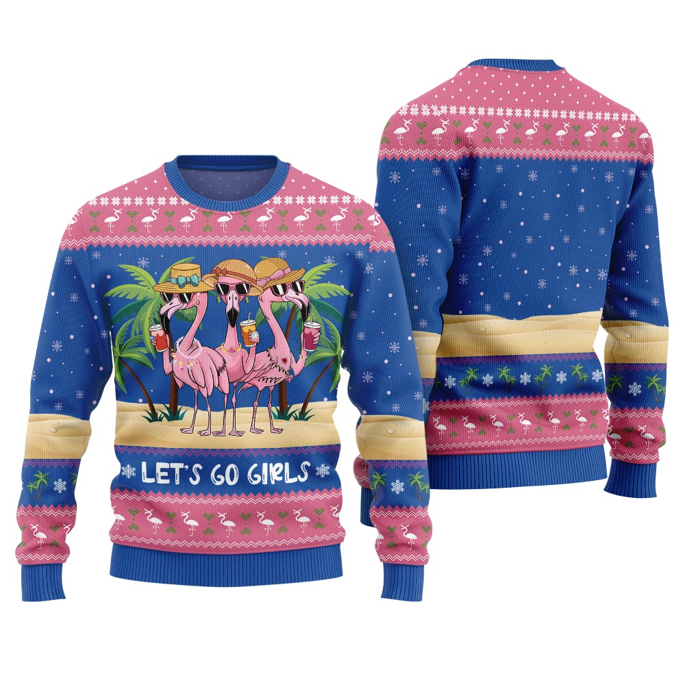 Flamingo Let's Go Girls Ugly Xmas Sweater