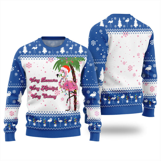 Flamingo Very Demure Mindful Cutesy Funny Ugly Sweater Royal