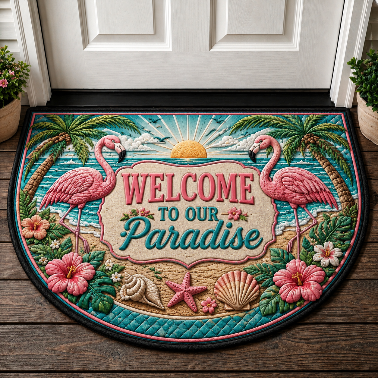 Wipe Your Flippers Whale Welcome Mat - Coastal Lighthouse & Ocean Doormat - 5to9vibe