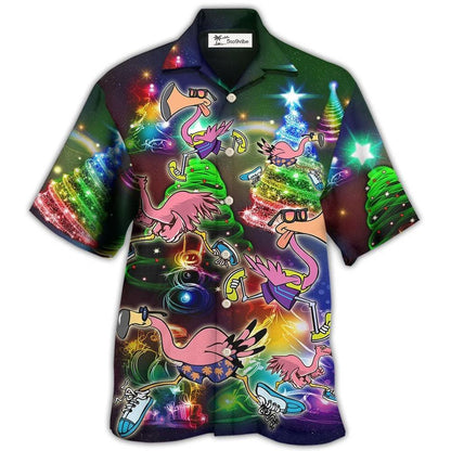 Hawaiian Shirt / Adults / S Flamingo Running Merry Christmas - Hawaiian Shirt 