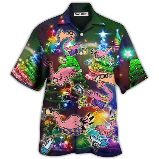 Hawaiian Shirt / Adults / S Flamingo Running Merry Christmas - Hawaiian Shirt 