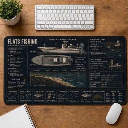 Flats Fishing Fishing Field Guide Desk Mat | 5To9Vibe