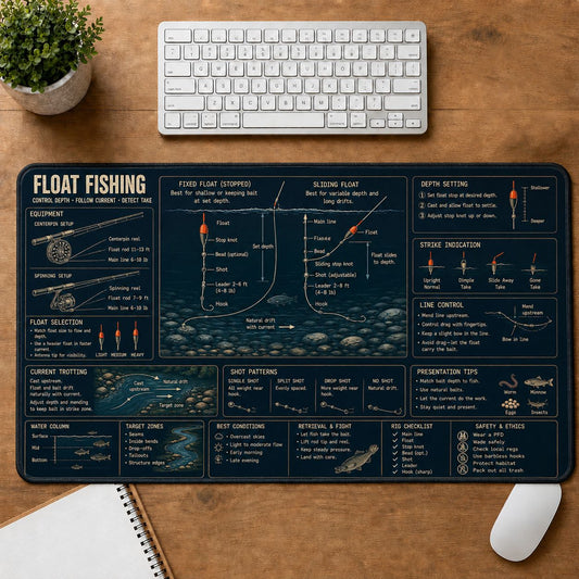 Float Fishing Fishing Field Guide Desk Mat | 5To9Vibe