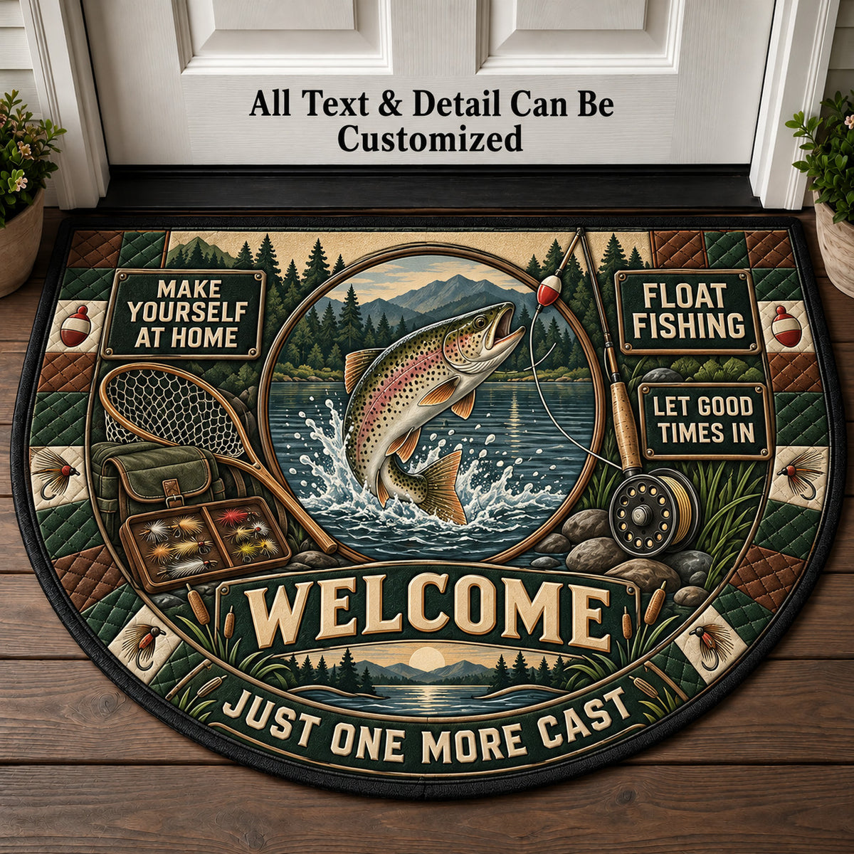 Float Fishing Personalized Half Round Mat | 5To9Vibe