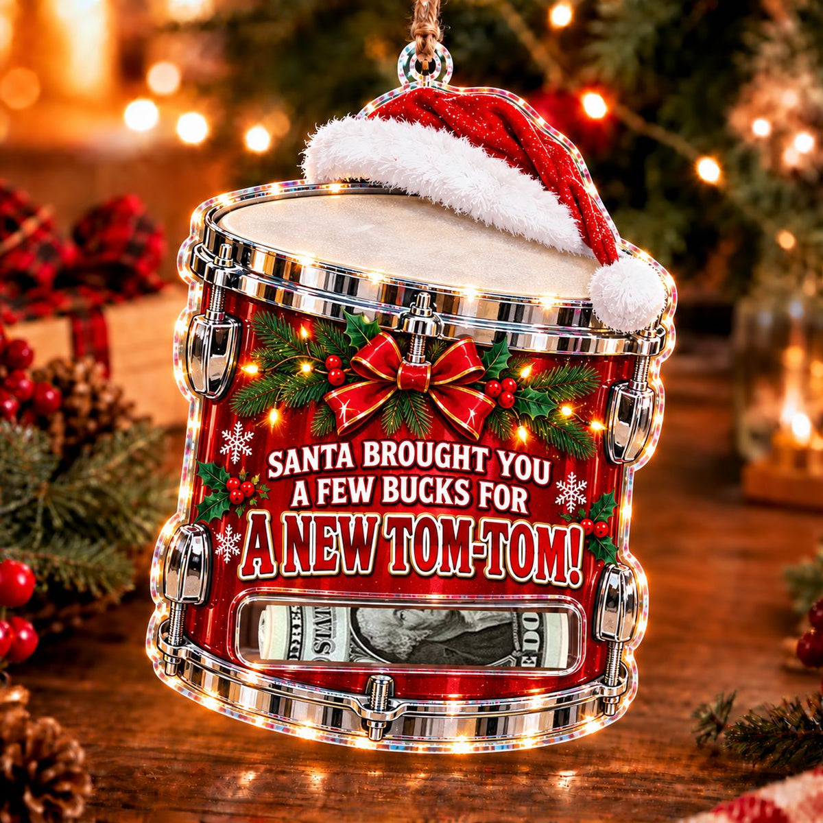 Floor Tom Christmas money holder ornament