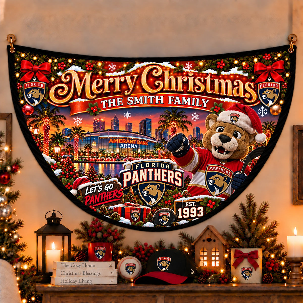 All Hockey Teams Personalized Christmas Night Bunting Flag - 5to9vibe