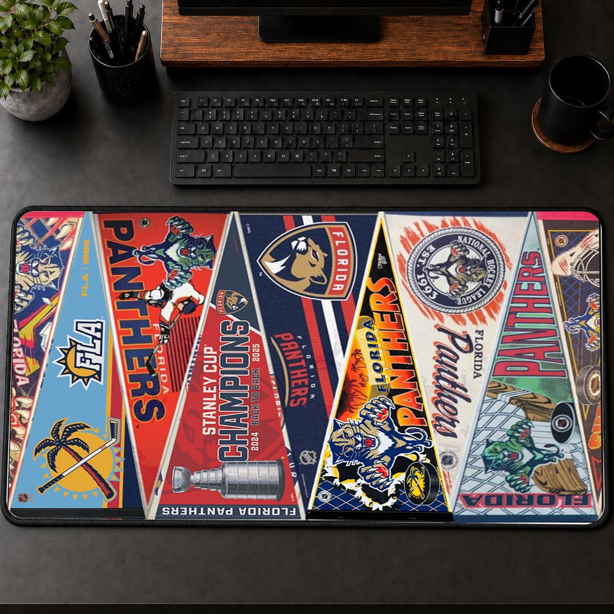 All Hockey Teams Vintage Pennant Anniversary For Fans Desk Mat Mouse Pad Trending - 5to9vibe