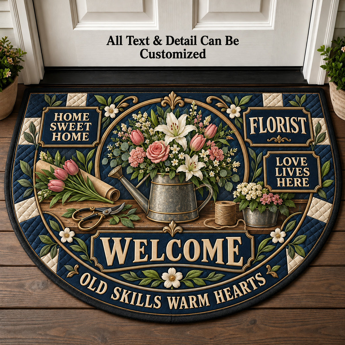 Florist Personalized Half Round Mat | 5To9Vibe