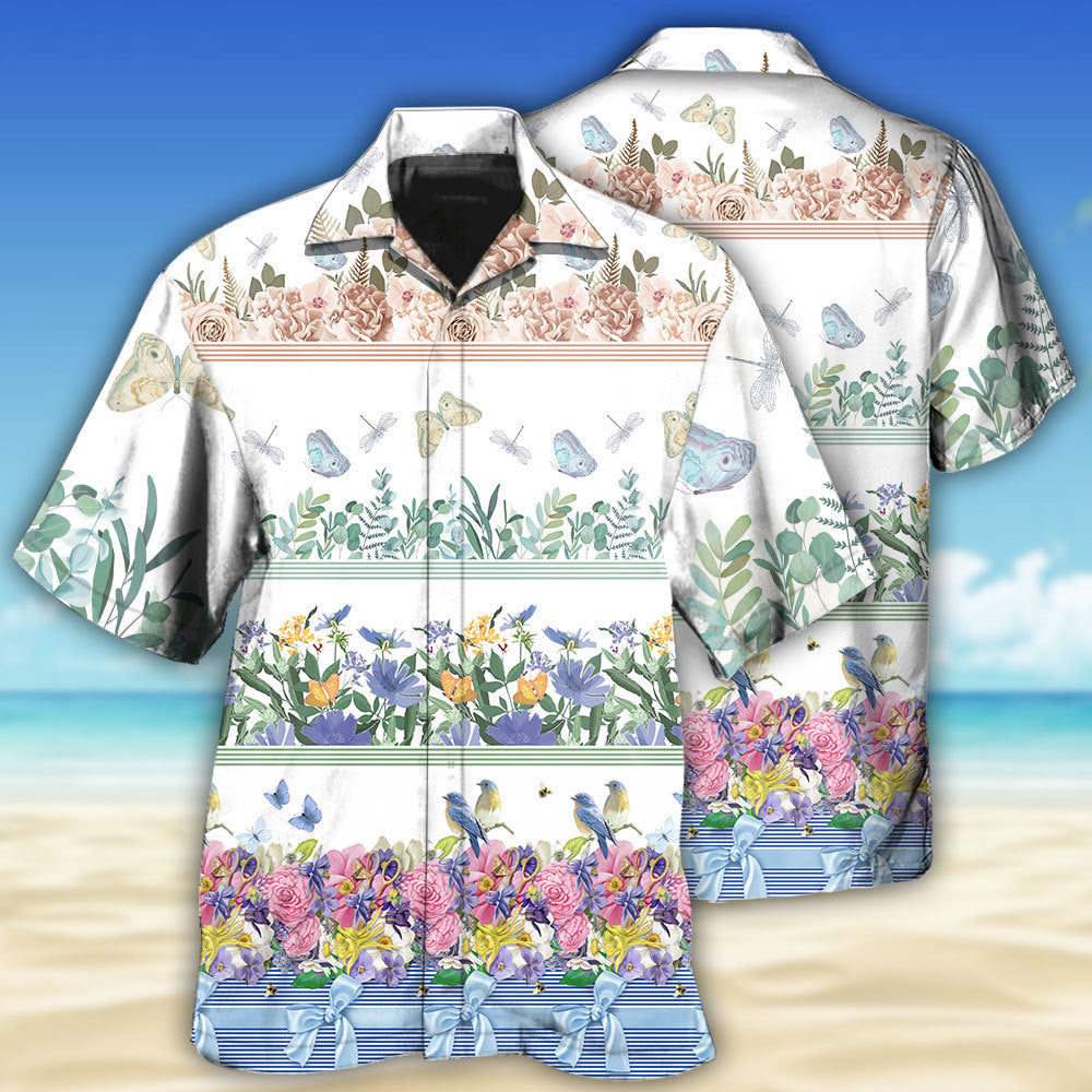 Flower Amazing Florist Bird And Butterfly - Hawaiian Shirt 