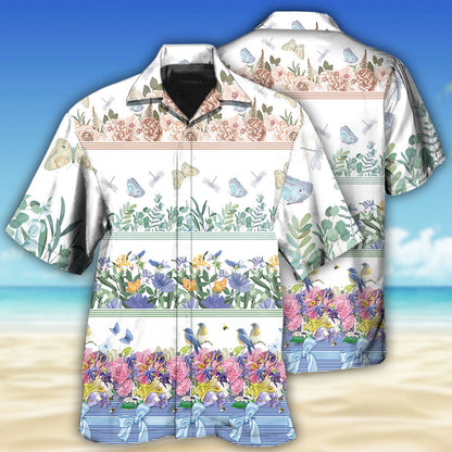 Flower Amazing Florist Bird And Butterfly - Hawaiian Shirt 