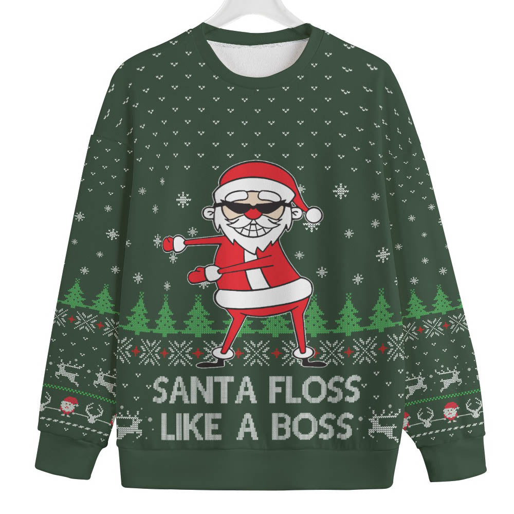 Floss Santa Claus Womens Plus Ugly Christmas Sweater