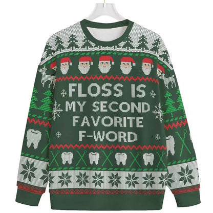 Floss Second Favorite F-Word Ugly Christmas Sweater