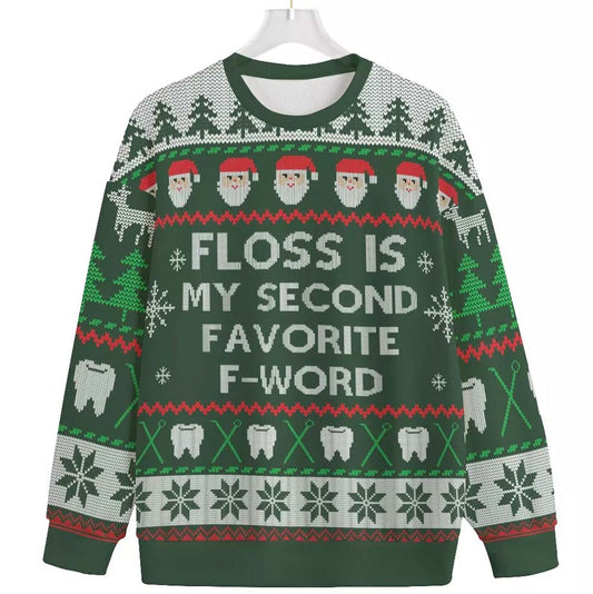 Floss Second Favorite F-Word Ugly Christmas Sweater
