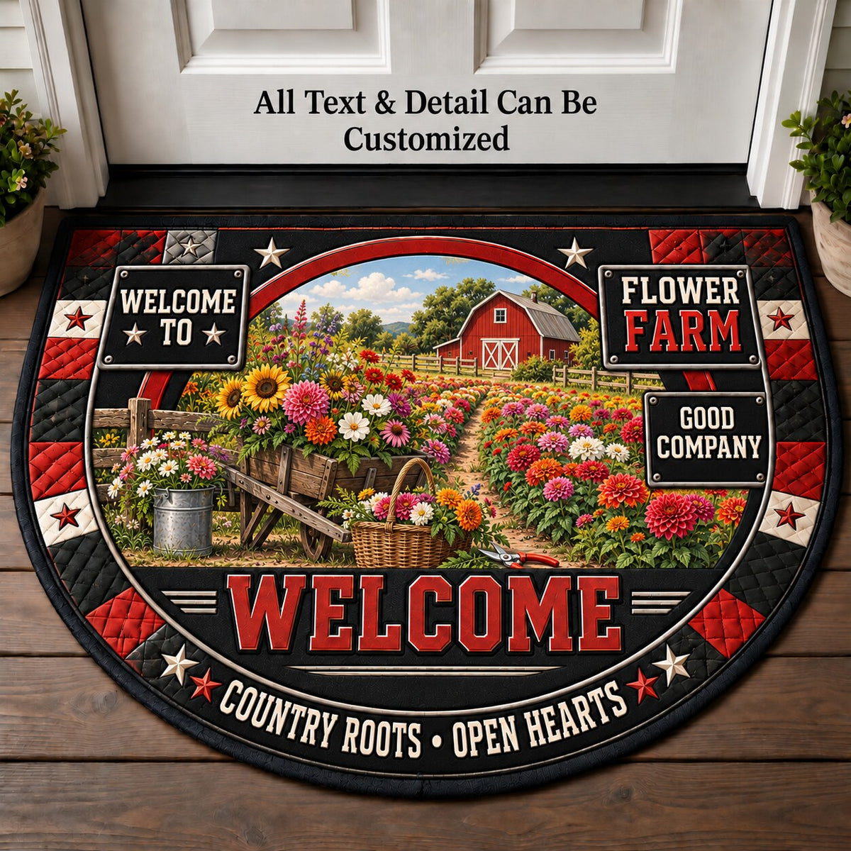 Flower Farm Personalized Half Round Mat | 5To9Vibe