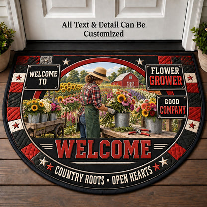 Flower Grower Personalized Half Round Mat | 5To9Vibe