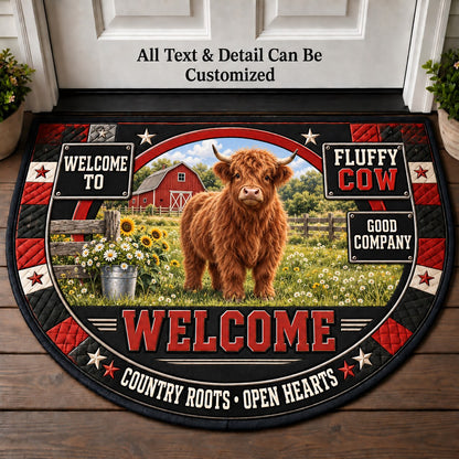 Fluffy Cow Personalized Half Round Mat | 5To9Vibe
