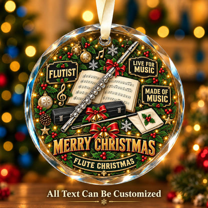 Flutist Personalized Glass Ornament | 5To9Vibe