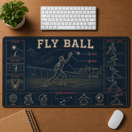 Fly Ball Baseball Blueprint Desk Mat | 5To9Vibe
