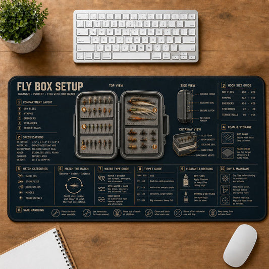 Fly Box Setup Fishing Field Guide Desk Mat | 5To9Vibe