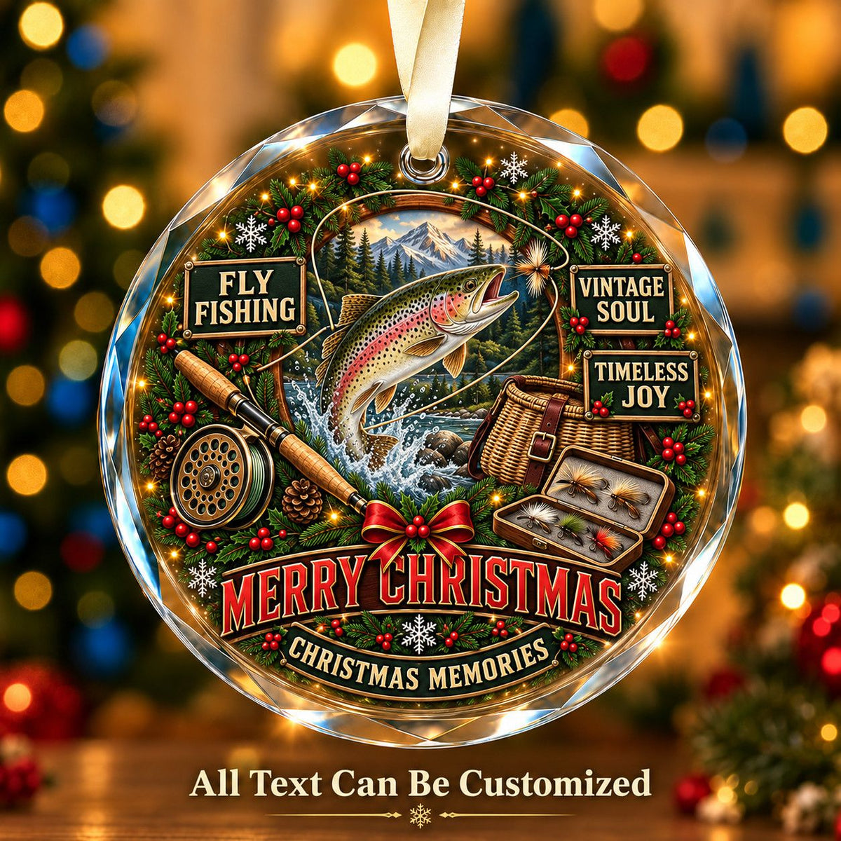 Fly Fishing Personalized Glass Ornament | 5To9Vibe