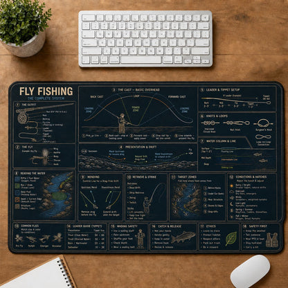 Fly Fishing Fishing Field Guide Desk Mat | 5To9Vibe