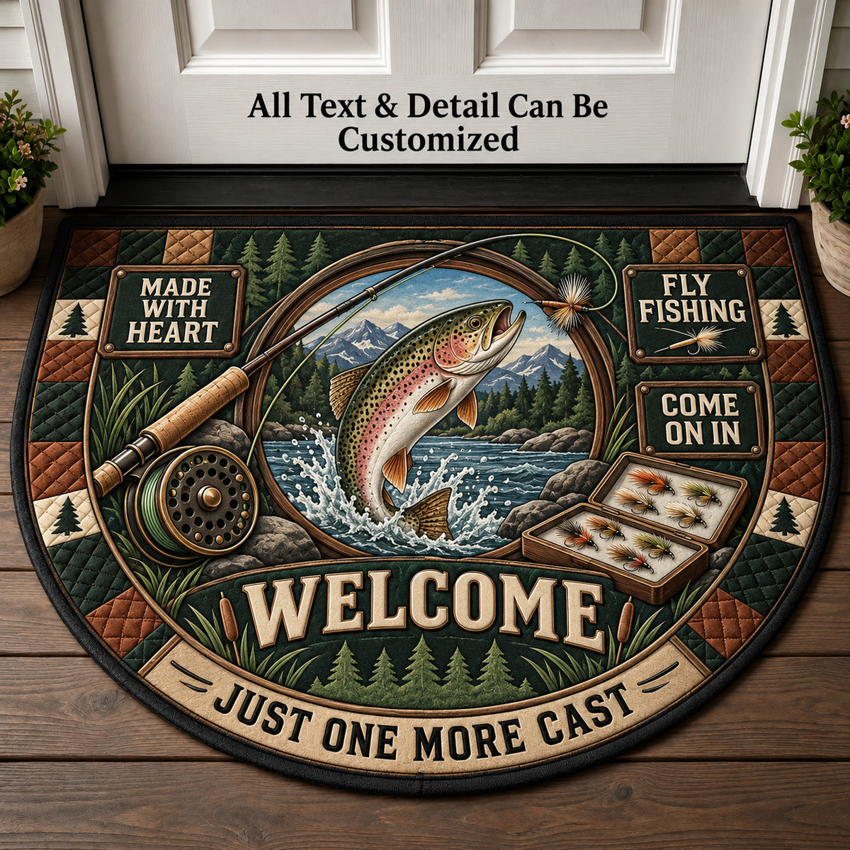 Fly Fishing Personalized Half Round Mat | 5To9Vibe