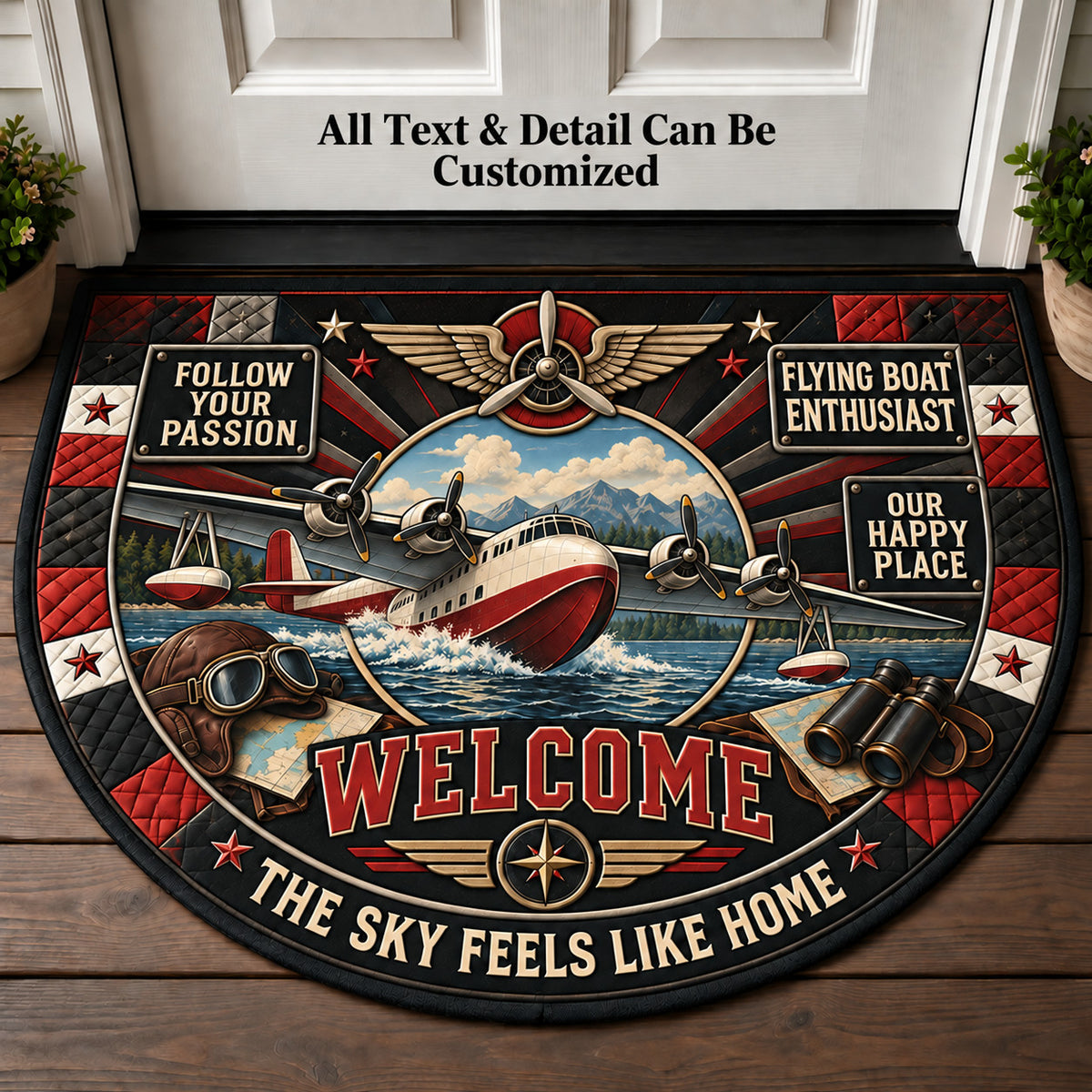 Flying Boat Enthusiast Personalized Half Round Mat | 5To9Vibe