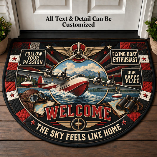 Flying Boat Enthusiast Personalized Half Round Mat | 5To9Vibe
