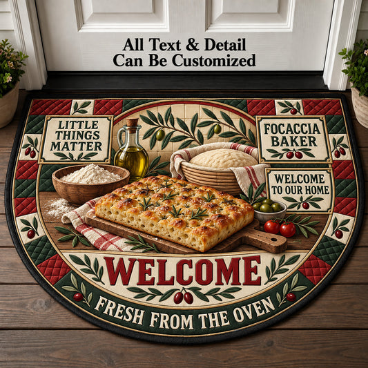 Focaccia Baker Personalized Half Round Mat | 5To9Vibe