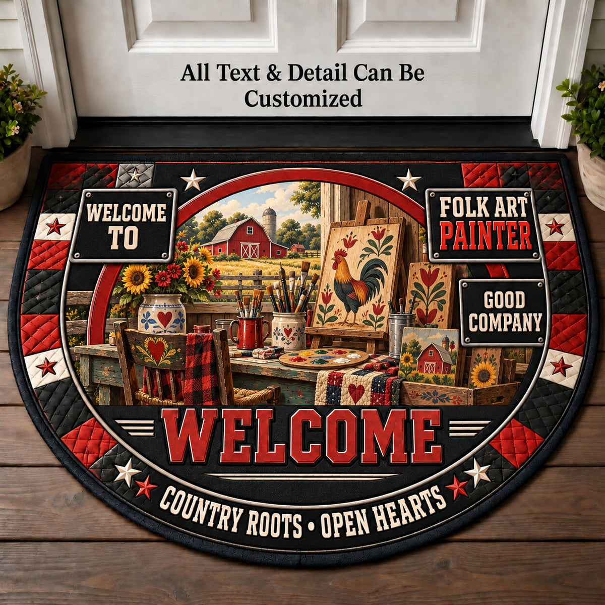 Folk Art Painter Personalized Half Round Mat | 5To9Vibe