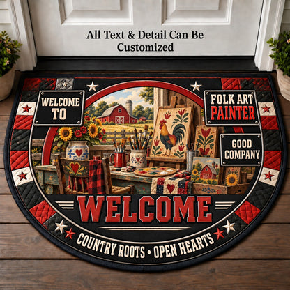 Folk Art Painter Personalized Half Round Mat | 5To9Vibe