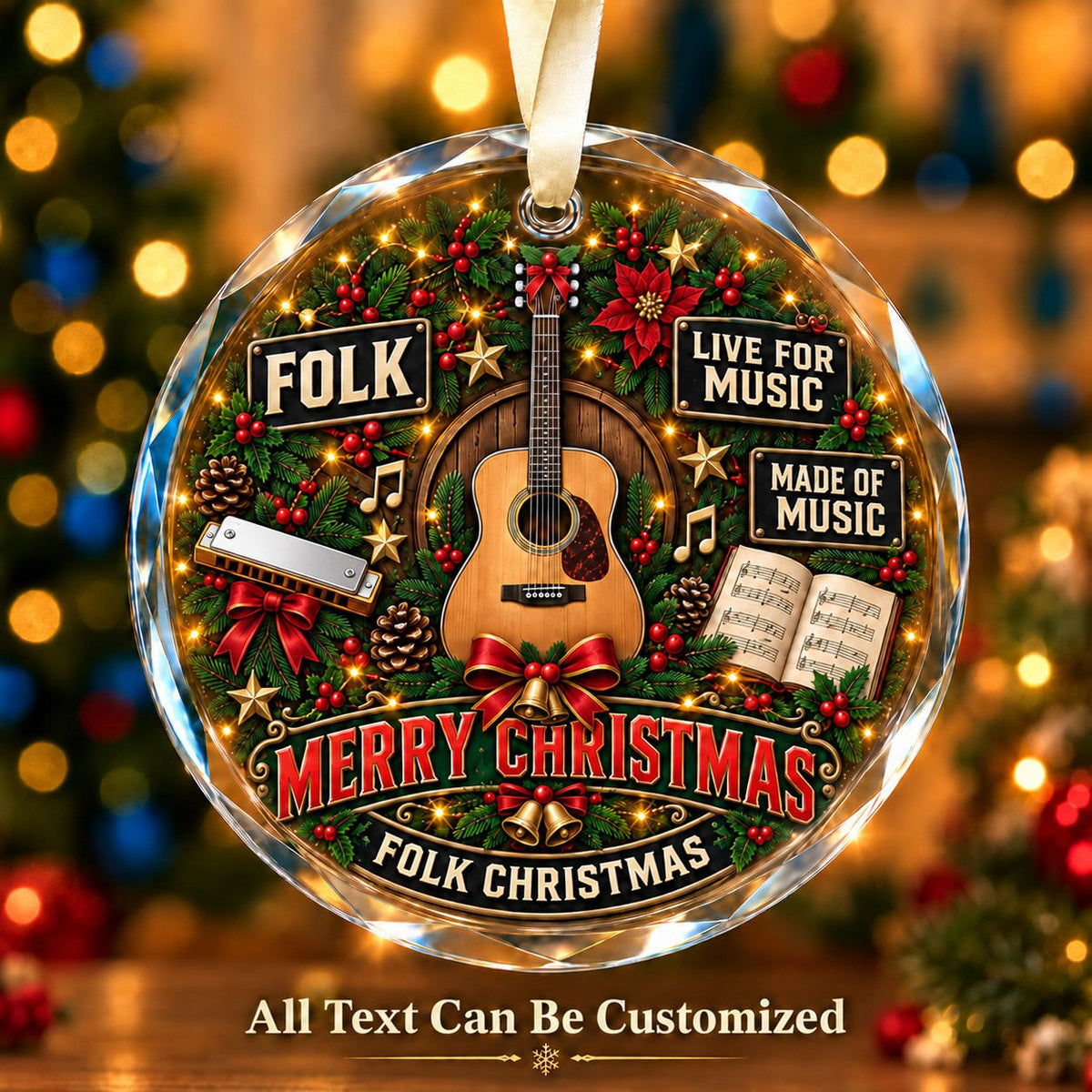 Folk Personalized Glass Ornament | 5To9Vibe