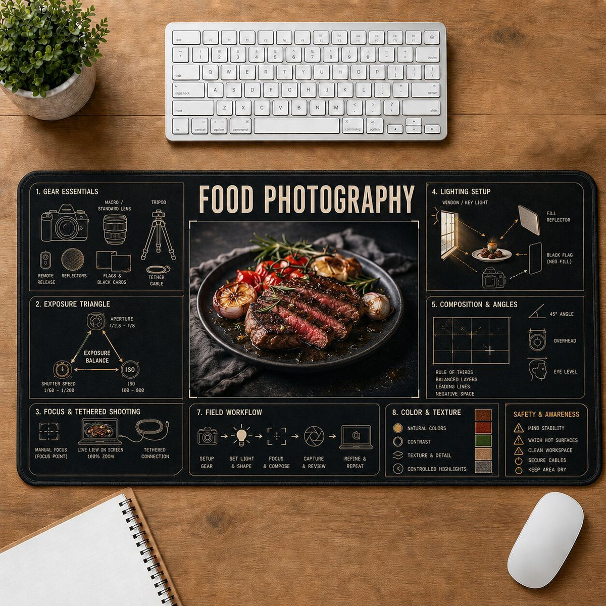 Food Photography Creative Reference Guide Desk Mat | 5To9Vibe