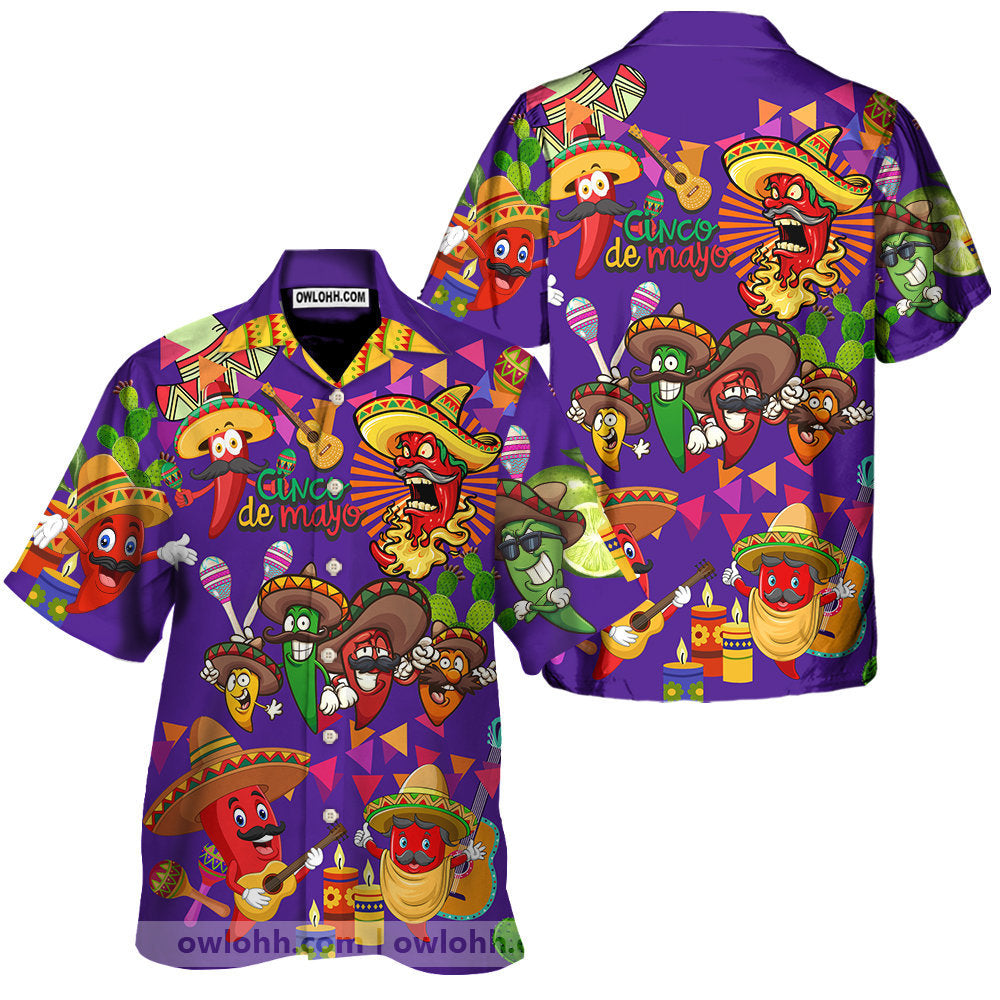 Comida Picante Morado - Camisa Hawaiana Unisex para Hombres y Mujeres